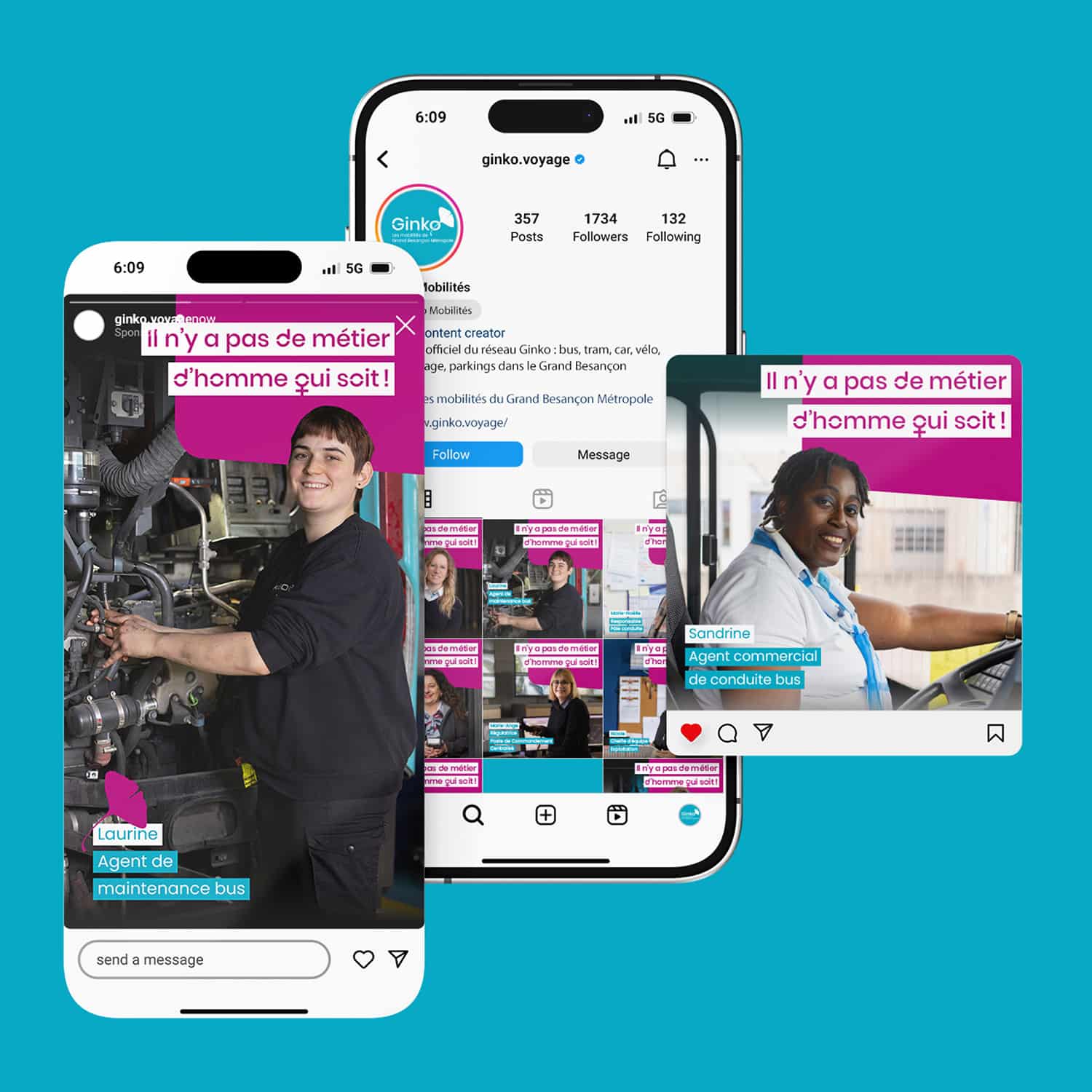 Campagne parité homme femme GINKO réseaux sociaux